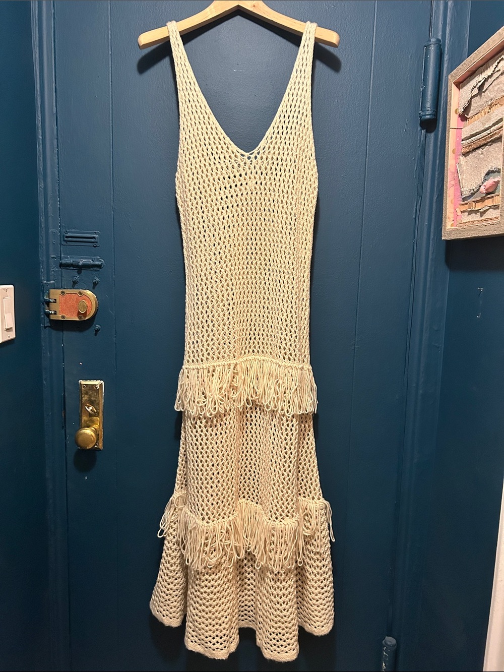 Anthropologie Cream Open-Knit Crochet Vest - Picture 3 of 8